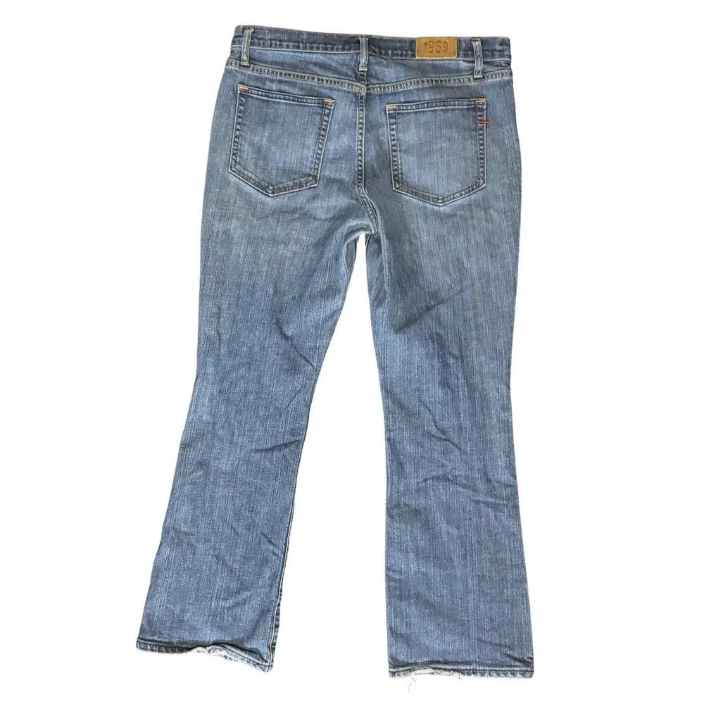 Gap 1969 Boot Cut Jeans Women's Size 12A Blue Stretch Denim Medium Wash Frayed